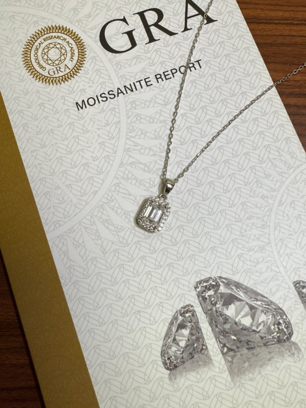 1 Ct Emerald Cut Moissanite Necklace, 925 Sterling Silver, 16"-18" Chain - MN034